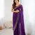 purple color chiffon fabric zarkan hand work bollywood style saree