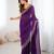 purple color chiffon fabric zarkan hand work designer bollywood style saree