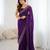 purple color chiffon fabric zarkan hand work designer bollywood style saree