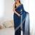 teal color chiffon fabric zarkan hand work designer bollywood style saree