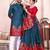 Navy silk men's  kurta with payjama and semi stitched lehenga choli couple combo