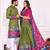 Mehendi silk men's  kurta with payjama and semi stitched lehenga choli couple combo