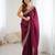 wine color chiffon fabric zarkan hand work designer bollywood style saree