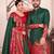 Green silk men's  kurta with payjama and semi stitched lehenga choli couple combo