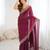 wine color chiffon fabric zarkan hand work designer bollywood style saree