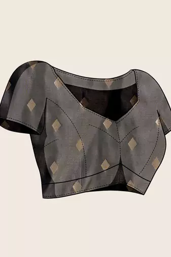 grey soft art silk blend woven zari saree