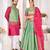 Green silk men's  kurta with payjama and semi stitched lehenga choli couple combo
