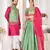 Green silk men's  kurta with payjama and semi stitched lehenga choli couple combo