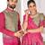Grey silk men's  kurta with payjama and semi stitched lehenga choli couple combo