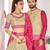 Cream silk men's  kurta with payjama and semi stitched lehenga choli couple combo