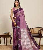 purple color soft art silk woven jari saree
