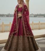 Dreamy Raspberry Pattern Fancy Lace, Thread, Chapat Zari,Sequince Embroidered Gadhwal Silk Premium Lehenga Choli
