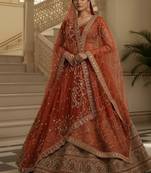 Orange Fancy Lace work, Details Thread, Sequince, Chapat Zari Embroidered Gadhwal Silk Designer lehenga choli