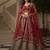 inviting Red Fancy Lace, Thread, Sequince, Chapat Zari Embroidered Gadhwal Silk Premium wedding lehenga for women