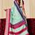 sky blue color velvet tussar silk blend fabric woven saree with smart elegant print
