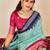 sky blue color velvet tussar silk blend fabric woven saree with smart elegant print
