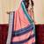 pink color velvet tussar silk blend fabric woven saree with smart elegant print