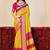 yellow color velvet tussar silk blend fabric woven saree with smart elegant print
