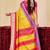 yellow color velvet tussar silk blend fabric woven saree with smart elegant print