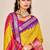 yellow color velvet tussar silk blend fabric woven saree with smart elegant print
