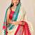 off white color velvet tussar silk blend fabric woven saree with smart elegant print