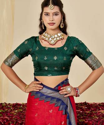 red velvet tussar silk blend woven saree with smart elegant print 4
