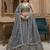 Graceful Stone Grey Peacock Dori, Sequins Embroidered with Zircon Diamond work Gadhwal Silk wedding lehenga choli