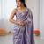 lavender color chiffon graceful embroidered bollywood saree