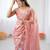 peach color chiffon graceful embroidered bollywood saree