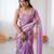 purple color chiffon graceful embroidered bollywood saree