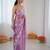 purple color chiffon graceful embroidered bollywood saree