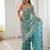 sea green color chiffon graceful embroidered bollywood saree