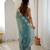 sea green color chiffon graceful embroidered bollywood saree