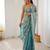 sea green color chiffon graceful embroidered bollywood saree