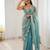 sea green color chiffon graceful embroidered bollywood saree