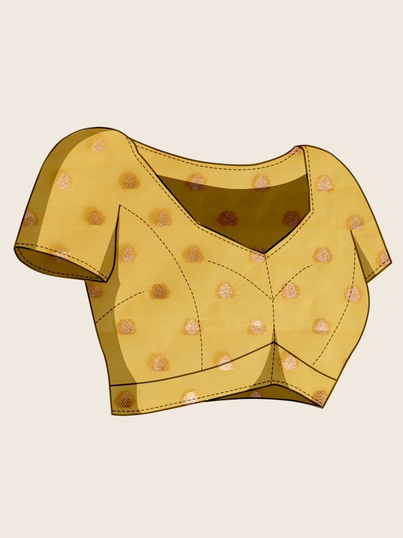 mustard color cotton art silk fabric wevon meenakari designer ceremonial saree