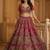 Attractive Rasberry Pink Handwork Motif, Handwork Beads, Multi Thread, Dori, and Sequin Embroidered Silk Wedding Lehenga