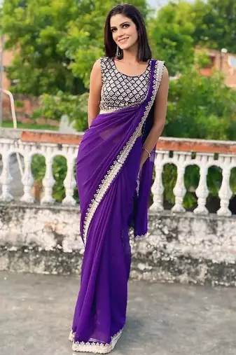lavender color beautiful ceremonial special bollywood saree