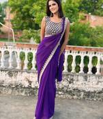 lavender color beautiful ceremonial special bollywood saree
