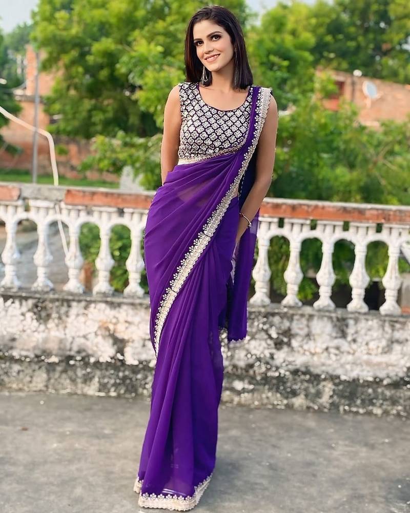 lavender color beautiful ceremonial special bollywood saree
