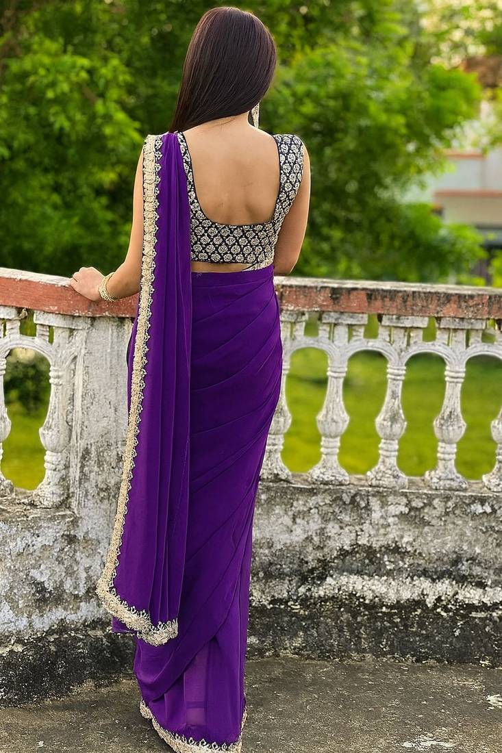 lavender color beautiful ceremonial special bollywood saree