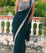 green color beautiful ceremonial special bollywood saree