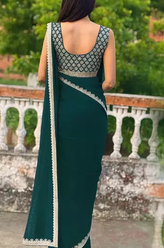 green ceremonial special saree