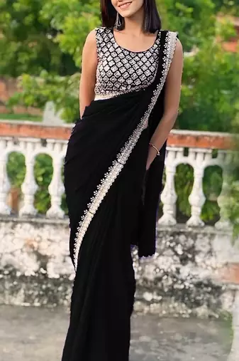 black color beautiful ceremonial special bollywood saree