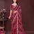 wine color georgette fabric bandhej printed traditional saree