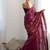 wine color bollywood style smart embroidered ceremonial saree