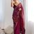 wine color bollywood style smart embroidered ceremonial saree