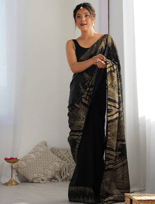 black style smart embroidered ceremonial saree 1