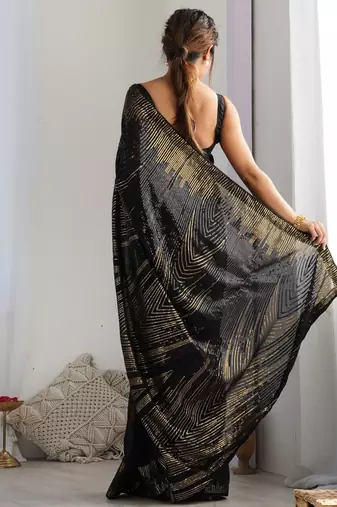 black style smart embroidered ceremonial saree