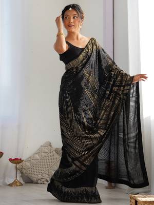 black style smart embroidered ceremonial saree 4